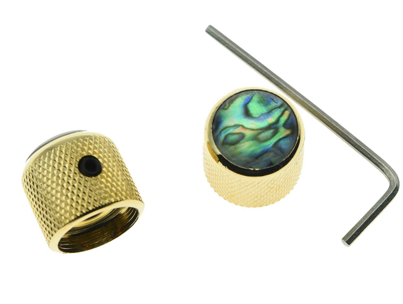 Dopro 2pcs Gold Tele Telecaster Abalone Top Guitar Dome Knobs Bass Knobs with Set Screw and Wrench